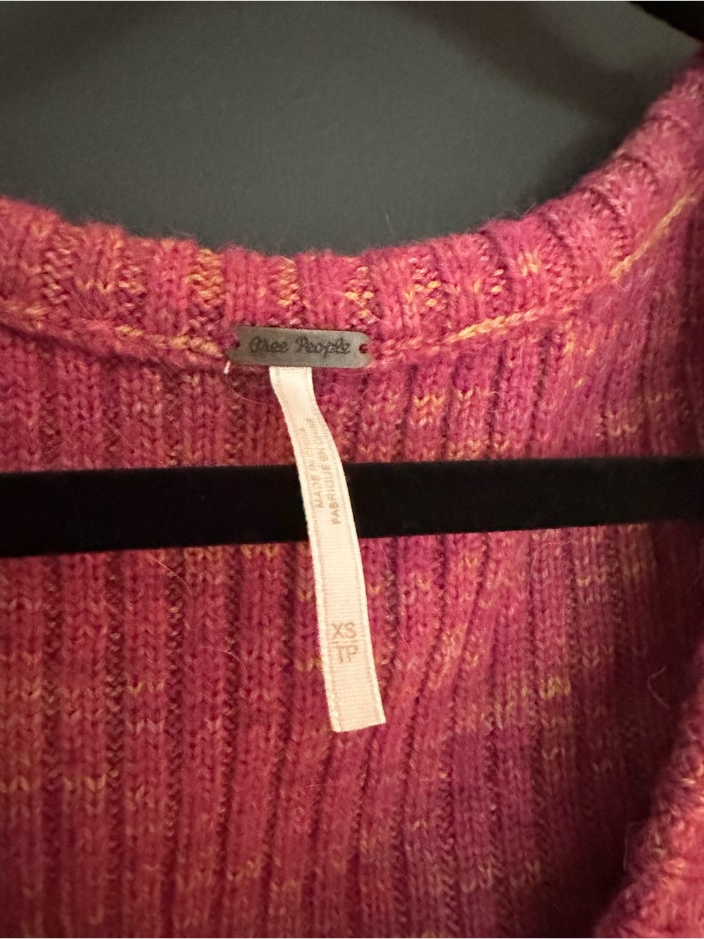 Free People Pink Marled Ribbed Button-Front Cropped Tank - Picture 2 of 3